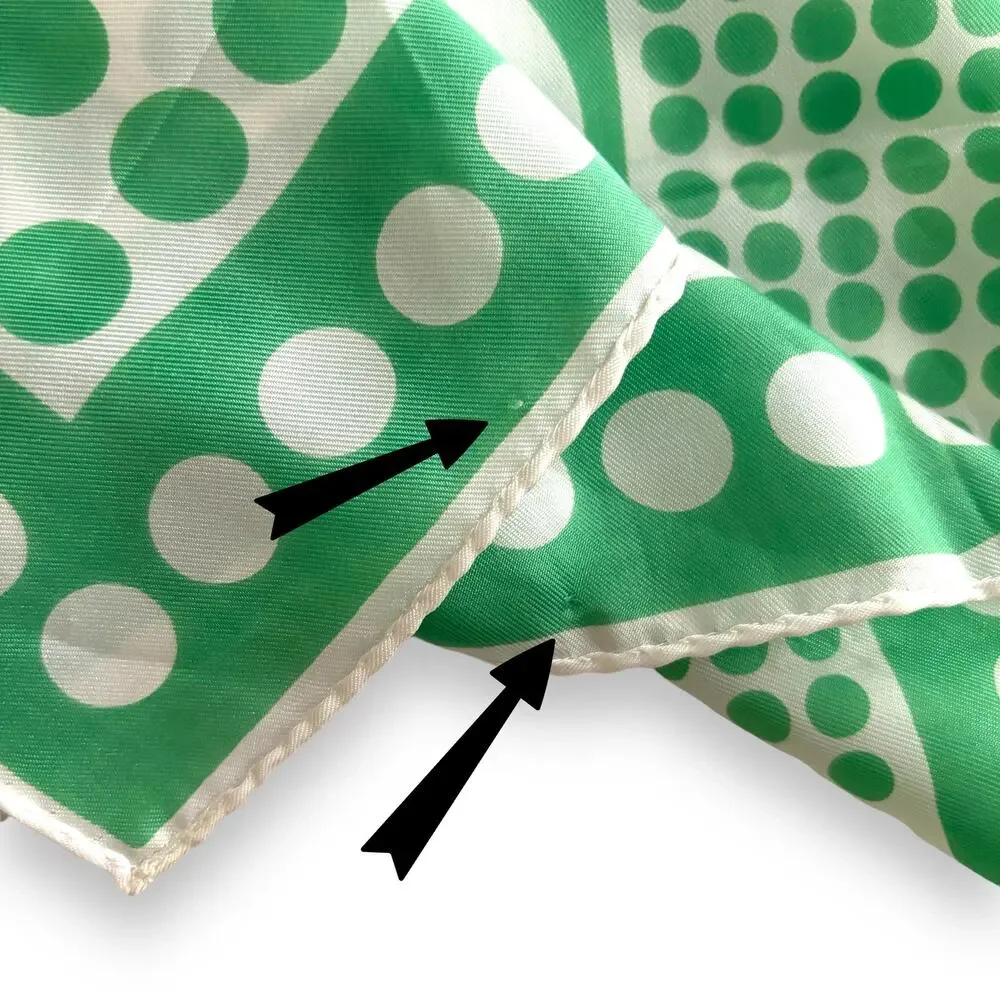 Vintage Scarf Vera Neumann Scarf Green White Polka Dot MCM Mod Retro Japan